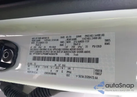 2021 Ford F-150 Xl from USA, damaged, VIN 1FTEW1CP6MFA59379